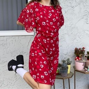 Karl Lagerfeld red floral flowy dress